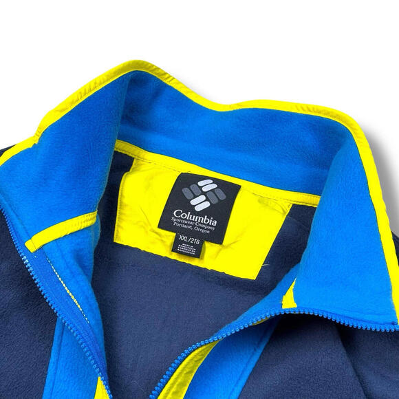 COLUMBIA Back Bowl Full Zip Fleece Jacket Mens 2XL Blue Yellow Vintage Style $95 - Picture 5 of 10